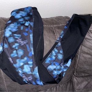 Leggings, women’s size small, champion black and blue pattern